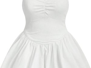 Women's Plus Size Sleeveless Bubble Dress Ruched Rib Knitted A Line Mini Dresses
