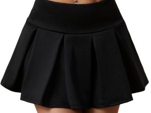 Women's High-Waisted Pleated Mini Skirt – A-Line Flared Tennis Skirt