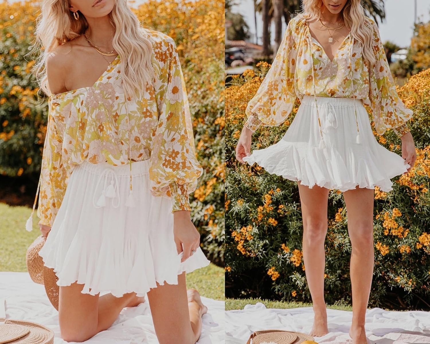 Flowy Shorts for Women Casual Boho Ruffle Mini Skorts High Waist Pleated Skirts Athletic Tennis Butterfly Shorts - Image 2